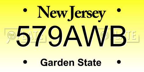 579AWB New Jersey License Plate