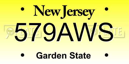 579AWS New Jersey License Plate