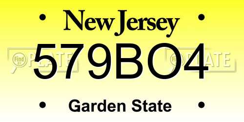 579BO4 New Jersey License Plate