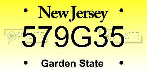 579G35 New Jersey License Plate