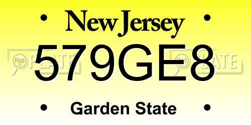 579GE8 New Jersey License Plate