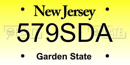 579SDA New Jersey License Plate