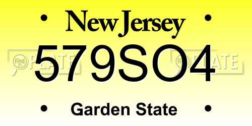 579SO4 New Jersey License Plate