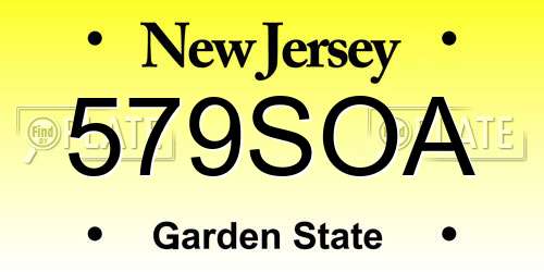 579SOA New Jersey License Plate