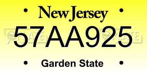 57AA925 New Jersey License Plate