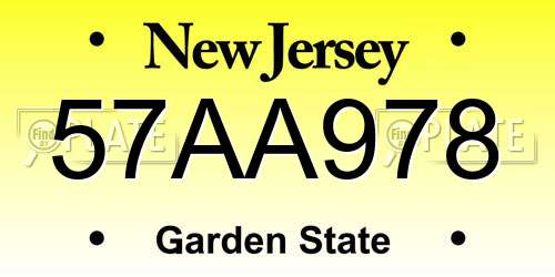 57AA978 New Jersey License Plate