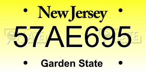 57AE695 New Jersey License Plate