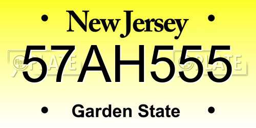 57AH555 New Jersey License Plate