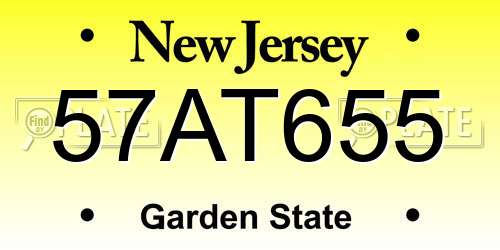 57AT655 New Jersey License Plate