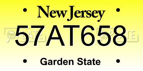 57AT658 New Jersey License Plate