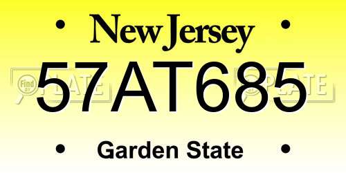 57AT685 New Jersey License Plate
