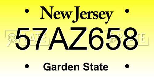 57AZ658 New Jersey License Plate