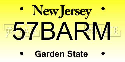 57BARM New Jersey License Plate