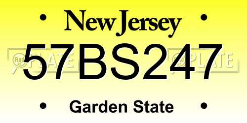57BS247 New Jersey License Plate