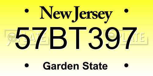 57BT397 New Jersey License Plate