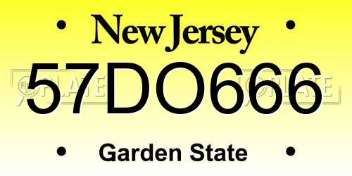 57DO666 New Jersey License Plate