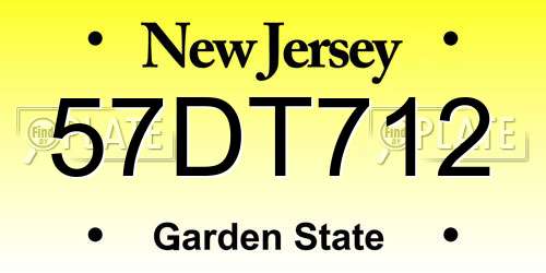 57DT712 New Jersey License Plate