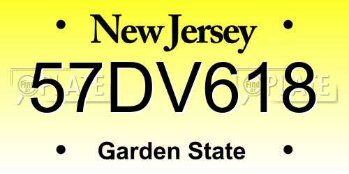 57DV618 New Jersey License Plate