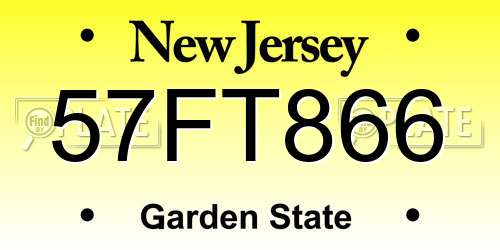 57FT866 New Jersey License Plate
