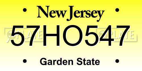57HO547 New Jersey License Plate