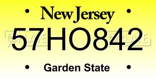 57HO842 New Jersey License Plate