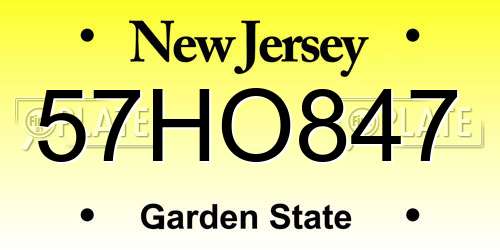 57HO847 New Jersey License Plate