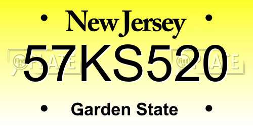 57KS520 New Jersey License Plate