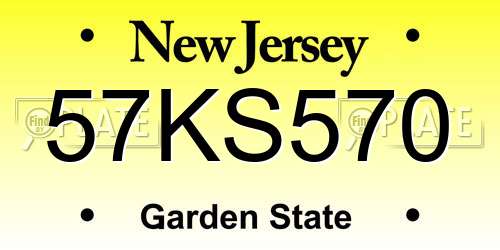 57KS570 New Jersey License Plate