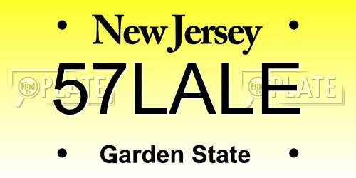 57LALE New Jersey License Plate