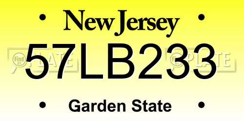 57LB233 New Jersey License Plate