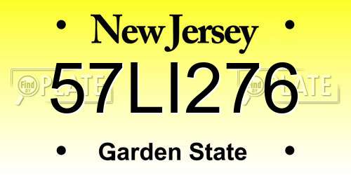 57LI276 New Jersey License Plate