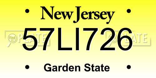 57LI726 New Jersey License Plate