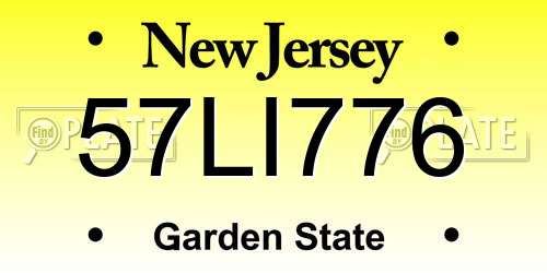 57LI776 New Jersey License Plate