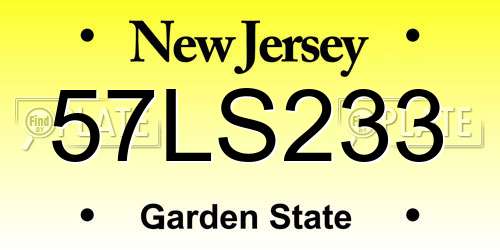 57LS233 New Jersey License Plate