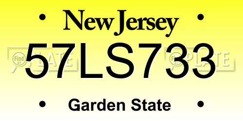 57LS733 New Jersey License Plate