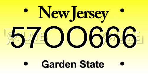 57OO666 New Jersey License Plate