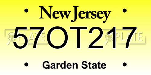 57OT217 New Jersey License Plate
