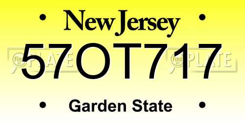 57OT717 New Jersey License Plate