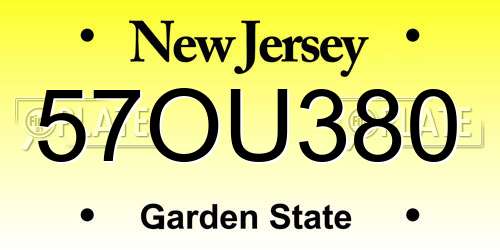 57OU380 New Jersey License Plate