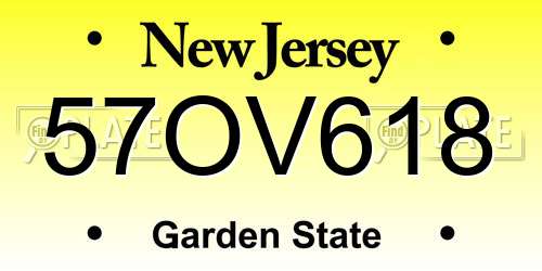 57OV618 New Jersey License Plate