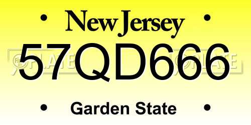 57QD666 New Jersey License Plate