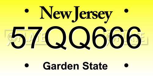 57QQ666 New Jersey License Plate