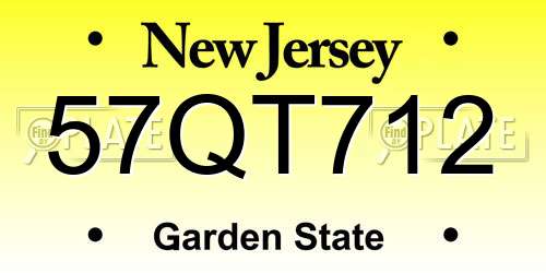 57QT712 New Jersey License Plate