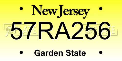 57RA256 New Jersey License Plate