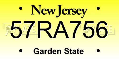 57RA756 New Jersey License Plate