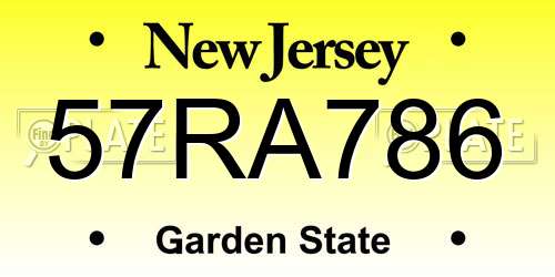 57RA786 New Jersey License Plate