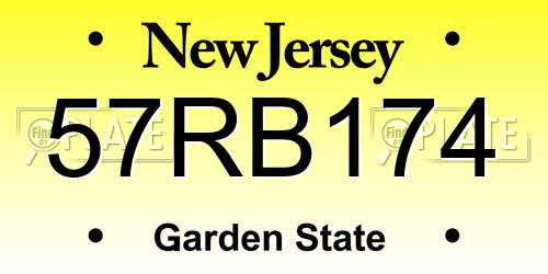 57RB174 New Jersey License Plate