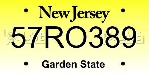57RO389 New Jersey License Plate