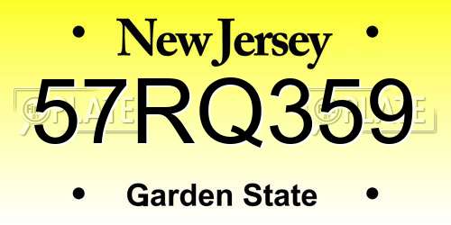57RQ359 New Jersey License Plate