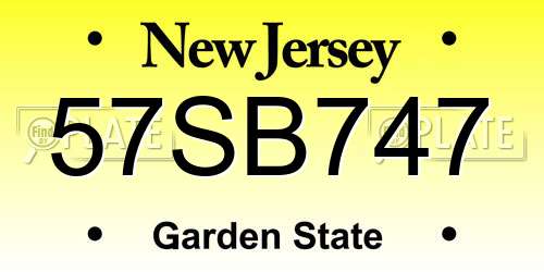 57SB747 New Jersey License Plate